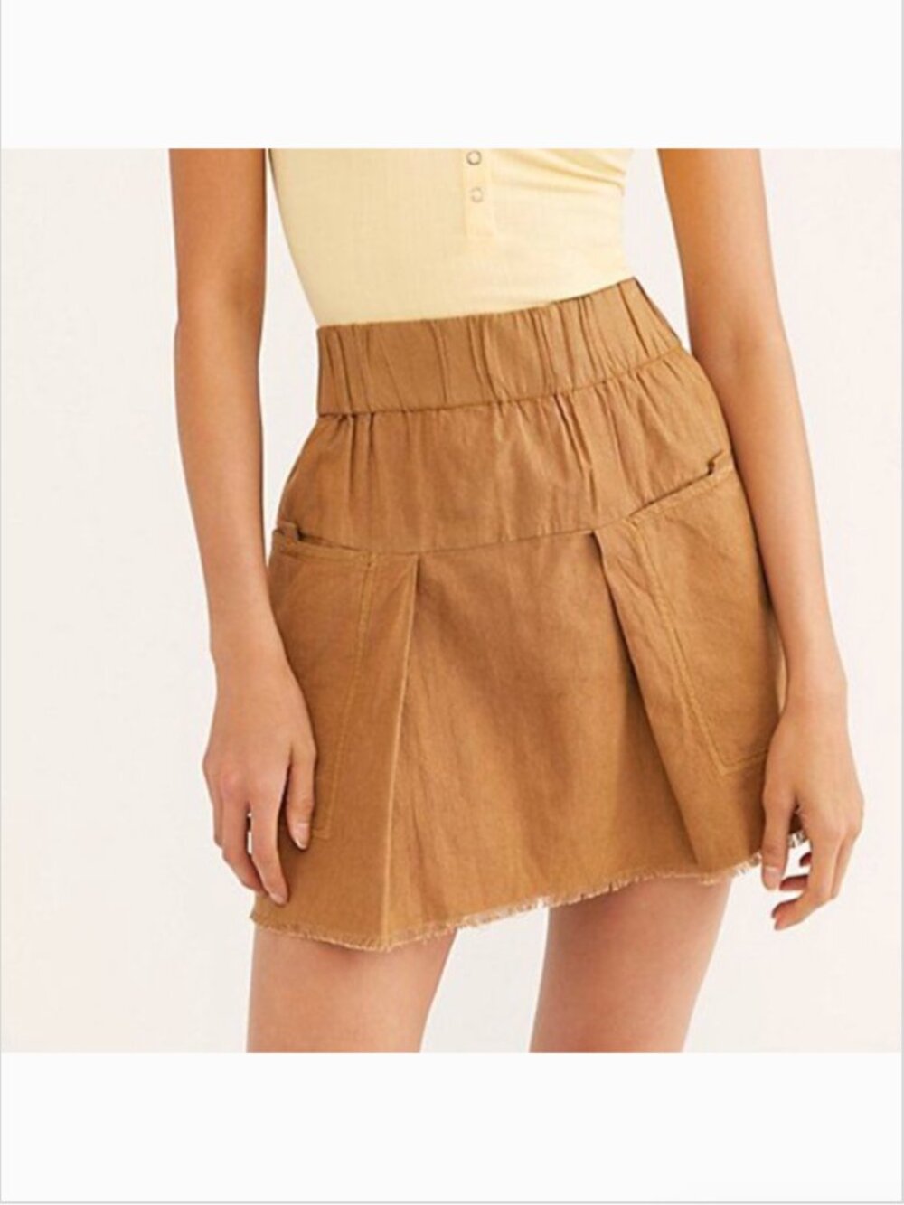 Free People Mariposa Mini Skirt in Light Brown w/ Utility Pockets - Size S